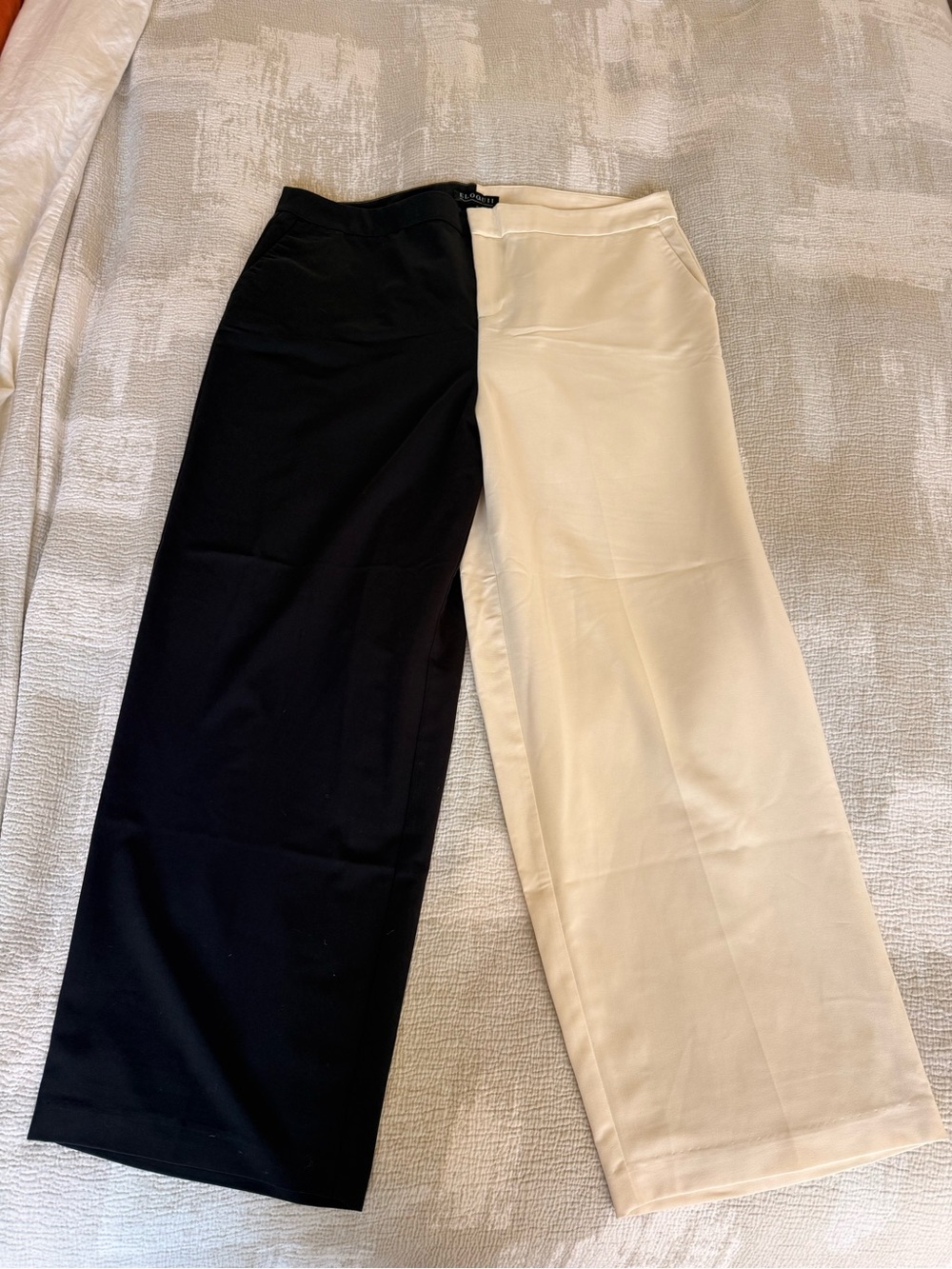 Eloquii Two-Tone Wide Leg Pants — Black & Cream